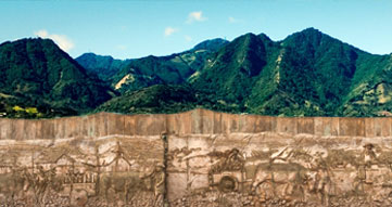 Bas relief honoring Escazu oxcart drivers